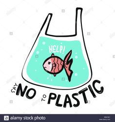 a plastic bag with an image of a fish in it saying help no to plastic