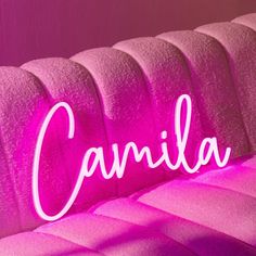 Gorgeous Camila Name Neon Sign, a stunning addition to your space - from manhattonneons.com. Camila Name, Photography Studio Decor, Name Decorations, Game Room Bar, Cadeau Baby Shower, Custom Nursery, Wedding Neon Sign, Personalized Gifts For Kids, Neon Wedding