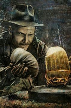 a painting of a man with a hat and gloves next to a skull on a table