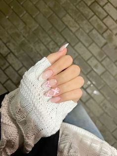 Cocette Nail Ideas, Coquette Nail Inspo Almond, Cocette Aesthetic Nails, Nail Designs Simple Almond, Gel X Nails French, Ballet Core Nails, Cute But Simple Nails, Nails Cute Simple, Paznokcie Hello Kitty