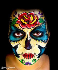 Sugar Skull Face Paint, Skull Face Paint, Astoria Queens, Sugar Skull Girl, Jackson Heights, Zombie Makeup, Face Painting Halloween