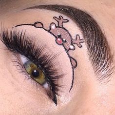 Reindeer Eye Makeup, Artsy Eye Makeup, Cute Christmas Makeup Looks, Santa Makeup