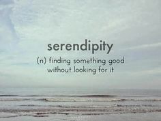 the words serendipity are written in black and white on an ocean beach