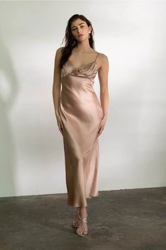 V NECKLINE RUCHED BUST SLEEVELESS ADJUSTABLE SPAGHETTI STRAP SIDE ZIPPER ROSETTE DETAIL SATIN TEXTURE SOLID MAXI DRESS LINED Solid Maxi Dress, Satin Texture, Kimono Sweater, Blouse Tank Top, Satin Maxi, Curvy Dress, Satin Maxi Dress, Dress Satin, V Neckline