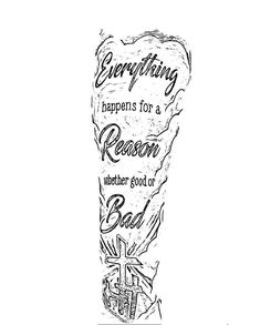 a black and white drawing of a vase with the words everything happens for a reason