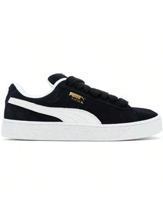 PUMA 
Black Suede XL Sneakers 
Low-top suede sneakers in black. 
. Lace-up closure 
. Rubberized logo patch at padded tongue 
. Padded collar 
. Logo stamp at outer side and heel tab 
. Buffed faux-leather lining 
. Logo embossed at heel 
. Textured rubber midsole 
. Treaded rubber sole 
Supplier color: Puma black/Puma white 
Upper: leather, synthetic. Sole: rubber. 
Made in Viet Nam. 
242010M237022 
Black Suede XL Sneakers default         Sports & Outdoor Shoes, size features are:Bust: ,Length: Lace-up Sneakers With Logo-print Tongue, Black Low-top Sneakers With Logo-print Tongue, Leather Skate Shoes With Logo-print Tongue, Leather Lace-up Skate Shoes With Logo-print Tongue, Black Sporty Sneakers With Logo-print Tongue, Sporty Black Sneakers With Logo-print Tongue, Urban Lace-up Sneakers With Logo-print Tongue, Sporty Leather Skate Shoes With Logo-print Tongue, Black High-top Sneakers With Logo-print Tongue