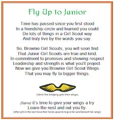 a poem written in green and orange with the words fly up to junior