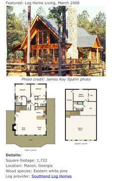 the floor plan for a log cabin with lofts and living quarters is shown in this image