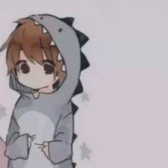 an anime character wearing a shark costume