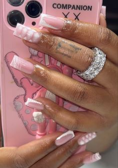 Quartz Nails, Hard Nails, Long Acrylic Nail Designs, Girly Acrylic Nails