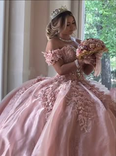 Traditional Ball Gown, Gown Sleeves, Dress Sweet 16, Pink Sweet 16