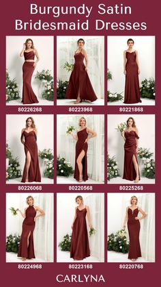 the bridesmaid dresses are all different colors and sizes, but they have one side slit