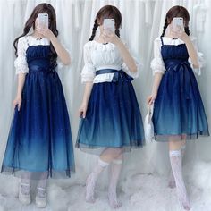 ❤︎ Fairy Lolita Starry Sky Dress Setup❤︎ Tulle Slip Dress, Character Wardrobe, Galaxy Dress, Kawaii Dress, Kawaii Clothes, Lolita Dress, Gothic Lolita, Starry Sky, Lolita Fashion