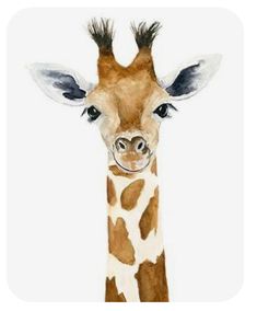 a watercolor painting of a giraffe's face