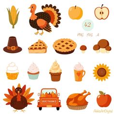 an image of thanksgiving icons on a white background