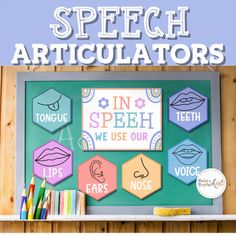 a bulletin board with the words speech articulators on it