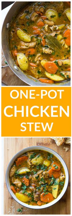 one pot chicken stew with carrots and spinach