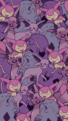 a lot of cats that are in the shape of an animal on a purple background