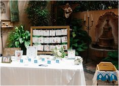 a table with cards and pictures on it