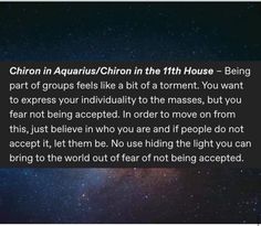 an image with the caption that reads, chron in aquariusch on the fifth house - being part of groups feels like a bit of a