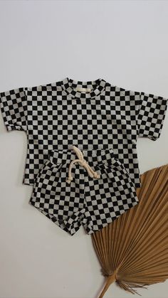 Black & Grey Checkerboard | Short Sleeve Short Sets – forever french baby Boy Wishlist, Toddler Fits, Lil Tay, Nursery Items, Ribbed Set, French Baby, Boy Fits, Bamboo Pajamas