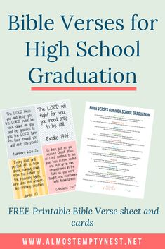 the bible verses for high school graduation with free printable sheets and flash cards