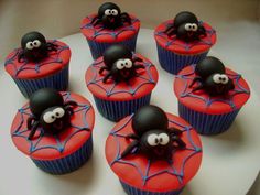 cupcakes decorated with spider web and eyes