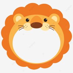 an orange lion head with a white circle on it's face, animal, cartoon, character png and psd