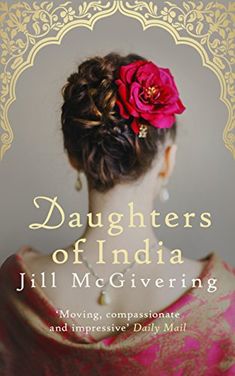 the cover of daughters of india, featuring a woman in a pink dress with a flower in her hair