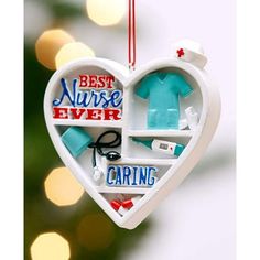 an ornament shaped like a heart with nurse items