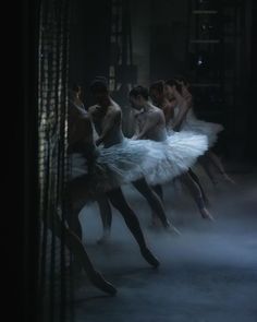 ballet dancers in white tutus and black stockings