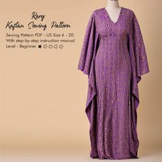 Inspired by the latest runway fashion trends, this pattern allows you to create a fitted modern kaftan dress that will make heads turn at any party or special occasion. With its graceful silhouette and floor-length design, this maxi dress exudes timeless beauty. The flowing fabric gracefully drapes over your curves, accentuating your figure while providing ultimate comfort. Crafted with meticulous attention to detail, this sewing pattern ensures a flawless fit that flatters a range of body types Simple Kaftan, Caftan Pattern, Maxi Dress Sewing Pattern, Maxi Dress Sewing, Modern Kaftan, Caftan Simple, Maxi Dress Pattern Sewing, Maxi Summer Dress, Maxi Kaftan