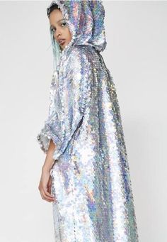 Hooded Kimono, Sequin Duster, Kimono Shrug, Disco Glam, Sequin Backpack, Edm Outfits, Taylor Swift Tour Outfits, Oc Inspiration, Rave Girl