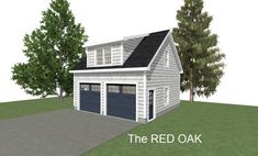 a two car garage with the words the red oak above it