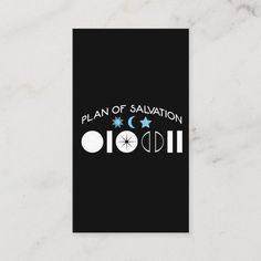 a black and white business card with the words plan of salvation