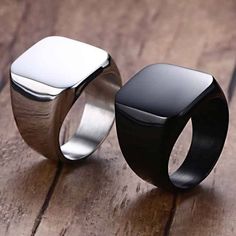 Cool Rings For Men, Fashion Rings Silver, Ring Man, Style Hip Hop, Square Ring, Couple Ring, Ring Simple, Square Rings