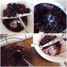 four pictures showing the process of making fresh berries