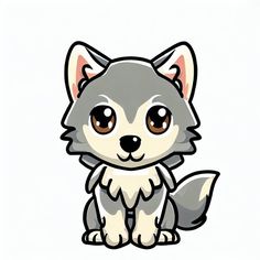 Cute Wolf Wolf Cute Drawing, Pudu Deer, Kawaii Wolf, Wolf Drawing Easy, Cute Wolf Drawings, Cute Wolf, Deer Cartoon, Cartoon Wolf, Lunch Notes