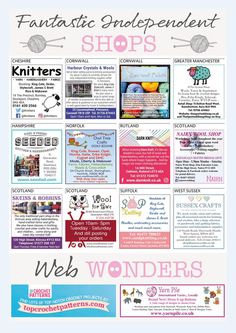 a poster with the words knitter's shop and other things on it, including knitting