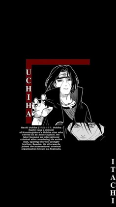 an anime character holding a cell phone in front of a black background with the words uhara on it