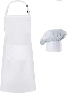 a white apron and chef's hat on a white background