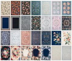 many different rugs are shown together in this collage, including one with flowers on them