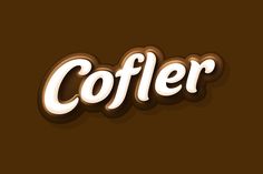 the word coffee is made up of chocolate and white letters on a brown background,