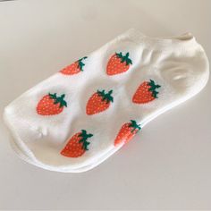 Brand New. Cream Strawberry Socks. Strawberry Print All Over. Measures Approx 8 Inches From Toe To Heel. Cute Stretch Summer Socks, Fun White Socks For Summer, Fun White Summer Socks, Trendy Orange Socks For Spring, Comfortable Red Socks For Summer, Trendy White Summer Socks, White Casual Socks For Spring, Casual White Socks For Spring, Strawberry Socks