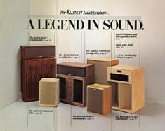 an advertisement for the klipe sound system, with different types of speakers and cabinets