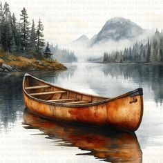 a painting of a canoe on the water