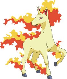 a cartoon horse with flames in the background