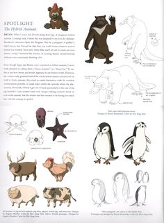 an illustrated book with penguins and other animals