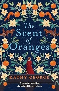 the book cover for the scent of oranges with an image of a woman in a red dress