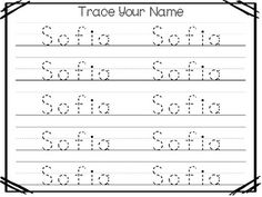 trace your name worksheet with the letter s in black and white, for children